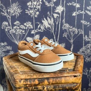 Brown and White Kids Vans Sneakers